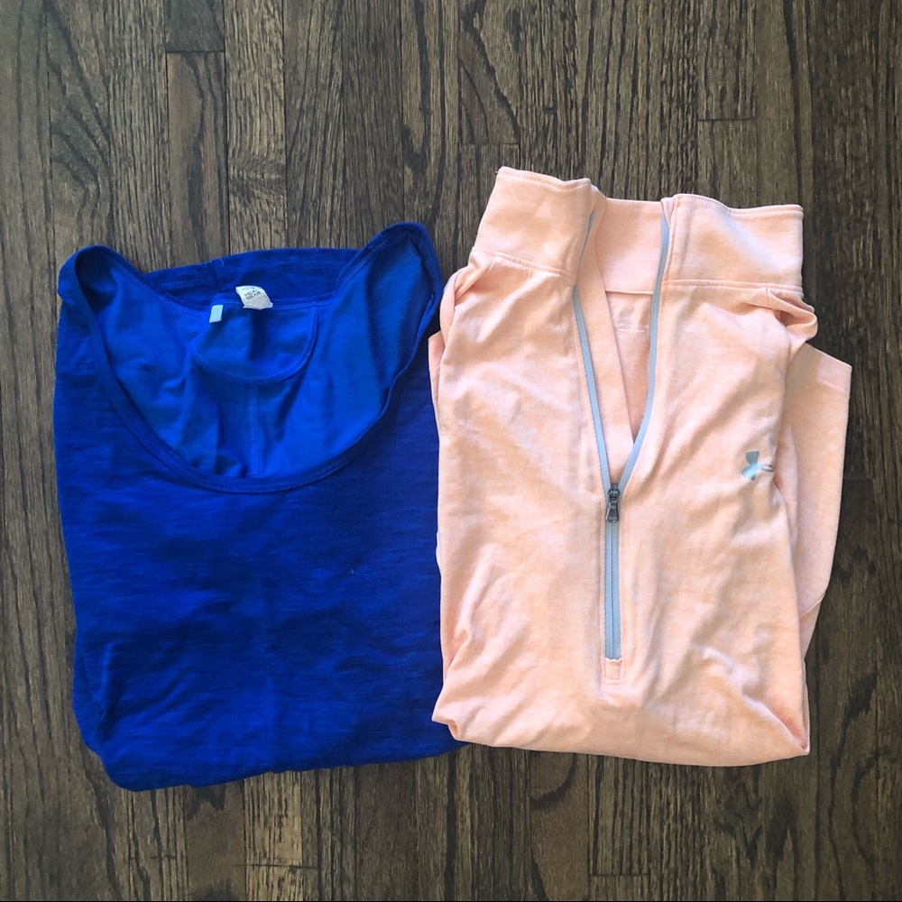 Under armour bundle 2 workout tops long sleeve and short sleeve tees